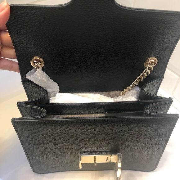 Gucci Dollar Calfskin Interlocking GG Small Black Shoulder Bag - Picture 4 of 11